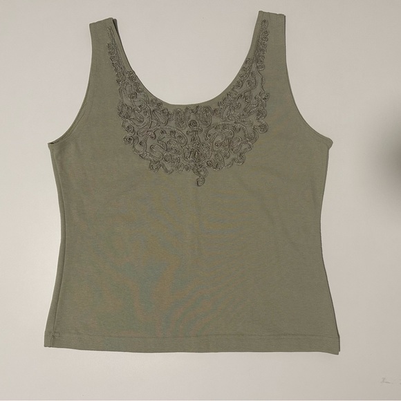 Style New York Cropped Tank Top L Green with Front Design - Picture 3 of 10